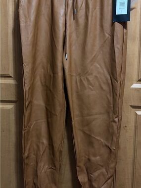 Bagatelle Cognac Faux Leather Jogger Pants